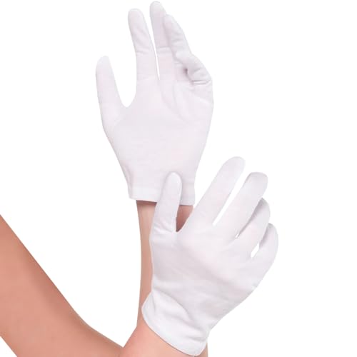 White Cotton Gloves - Classic Design Soft & Comfortable Material Gloves Ideal For Themed Parties & Costumes Accessory- 1 Pair