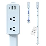 Smart Basteer Link Electrical Outlet Extender Stick Extends 6-35 Inch Telescoping Power Extender with 360° Rotation 2 USB-C USB-A 2 AC Outlets Fireproof Surge Protected Travel-Friendly Plug Adapter