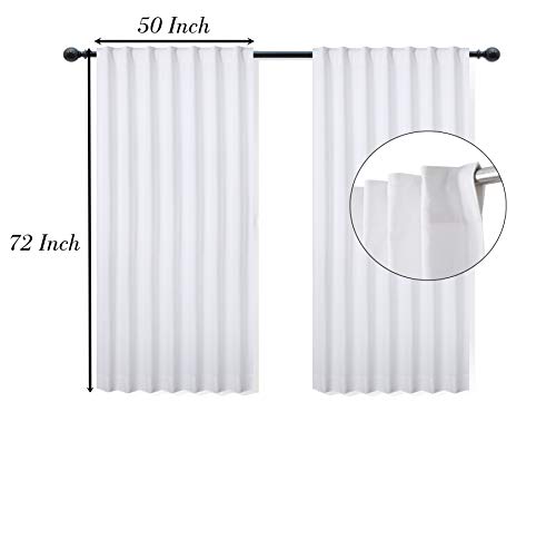 Light & Pro Back Tab Farmhouse Cotton Duck Curtain 50X72 Inch, Tab Top White Bathroom Window Treatment Décor Panel For Kitchen Nursery Livingroom Bed Room Solid White Curtains - 2 Panels #TOP2