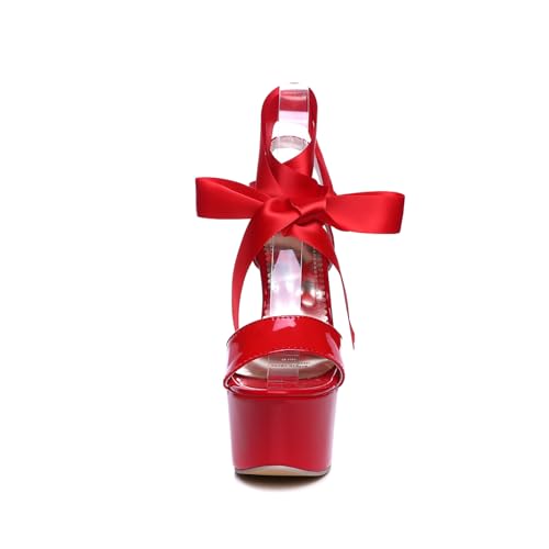 Women's Platform Bow Ribbon Ankle Adjustable Strap Lace Up Slingback Stiletto High Heeled Pumps Peep Round Toe Sexy Summer Vacation Dress Shoes Evening Party Dating Daily Wear Pumps3