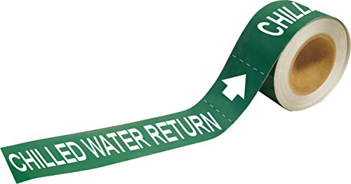 Brady 73868 Economy Pipe Markers-To-Go, B-736, 2" Height X 12" Width, White On Green Self-Sticking - Plastic Film, Legend "Chilled Water Return" (Pack of 25) #1