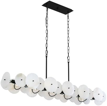 Varaluz Cosmos 10-Light Real Alabaster Stone Island Pendant Matte Black