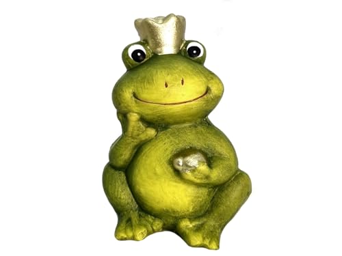 meindekoartikel Dekofigur Froschkönig Frosch mit Krone aus Ton -...
