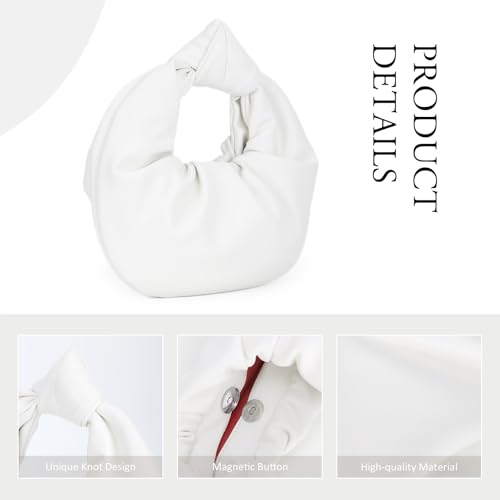 Image of Fecialy Women's Ruched Clutch Purse PU Leather Hobo Handbag Knot Formal Evening Bag Pleated Bag