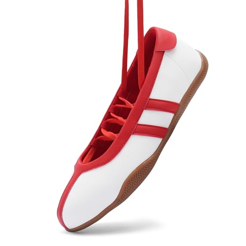 Tigeridea Sneakers for Women Comfortable Business Casual Tennis Shoes Lightweight Lace Up Ballet Flats Footwear Women's Fashion Retro Mary Jane Sneakers