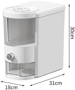 Miniatura 5 de Recipiente de arroz de 12 libras con taza medidora, caja fresca incorporada, dispensador de cereales con tapas para el hogar, cocina, despensa,