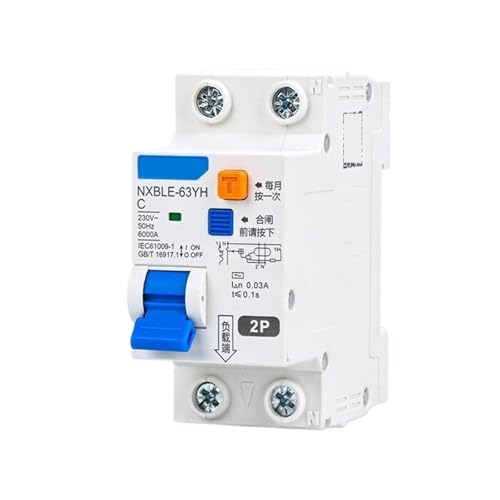 Interruptor con protección contra fugas disyuntor doméstico NXBLE-63YH 2P 10A para cuadro eléctrico