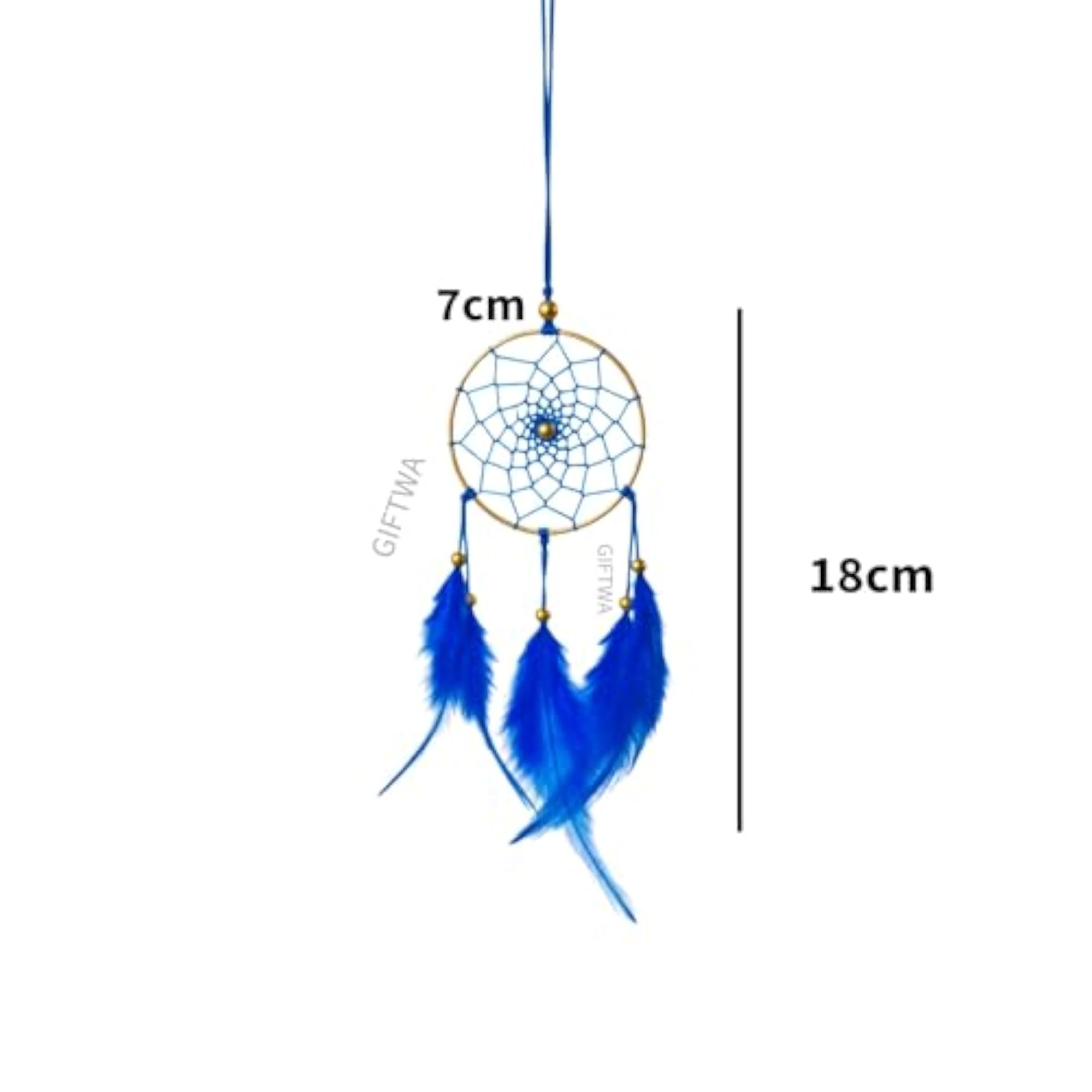 Dream Catcher with Natural Blue Feathers, Protective Wall Hanging
