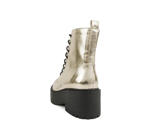 Image of Soda FLING Women Chunky Lug Sole Lace up Fashion Combat Ankle Boot w /Side Zipper
