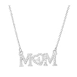 Generico Collar de piedra natal para mamá, collares madre para mujeres, mamá letra circonita Collares colgantes, 18k Gold Cadena chapada Chocker sin empañamiento para esposa, riferimento alla