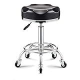  Tabouret d\'atelier roulant avec roulettes et siège rond plus large et confortable, tabouret de salon pivotant, tabouret de dessin réglable, tabouret d\'établi de travail, tabouret de photographie(Black