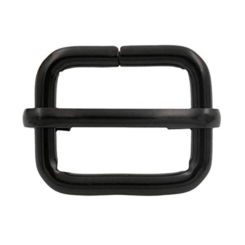 BIKICOCO Metal Slide Adjuster Buckle Tri-Glides with Movable Center Bar, for Straps, 0.8 x 0.6 Inch, Black, Pack of 50