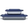 Pyrex Colors 2 Pack Full Set Tinted Glass Baking Dish with BPA Free Lid Oblong Bakeware Glass Pan For Casserole Lasagna Dishwasher Freezer Microwave and Pre Heated Oven Safe Smoke