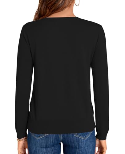 Image of MINTLIMIT Lightweight Sweaters for Women 2024 Casual Fall Long Sleeve Shirts Blouse Knit V Neck Pullover Sweater Tops