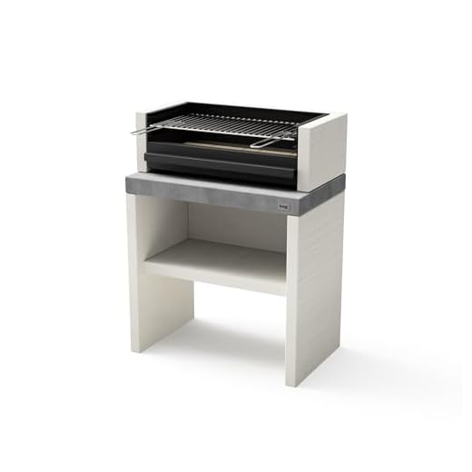 TUOZI - Barbacoa de Obra para Leña y Carbón Modelo PLAN 1 PLUS (Gris/Blanco - 78 x 47 x 102 cm) REF: 8025/2 - Uso en Exteriores