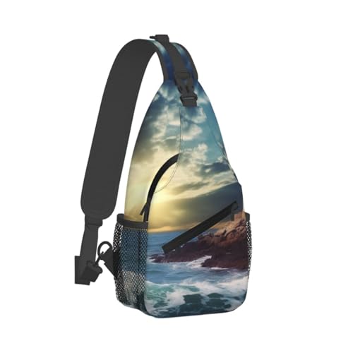 Bolso Sling Unisex Negro para Senderismo y Viaje miniatura 7