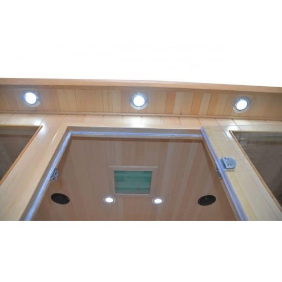 BagnoItalia Sauna à infrarouge 175 x 135 cm en bois hemlock 4 places chromothérapie parfum radio I