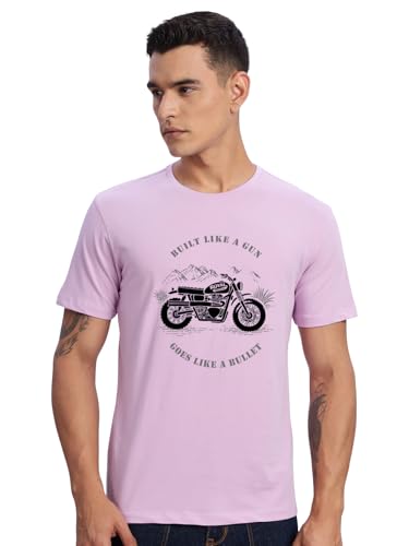 Image of ADRO Men's Royal Bike Design Printed 100% Cotton T-Shirt - Regular Fit, Printed T-Shirts for Men