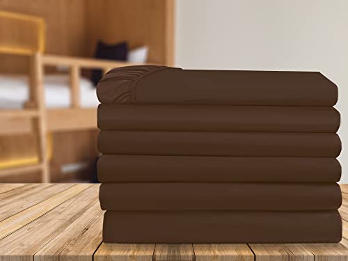 Elegant Comfort 6-Pack Fitted Bottom Sheets 1500 Thread Count Premium Hotel Quality, Deep Pocket, Wrinkle-Free, Stain and Fade Resistant, 6PACK Fitted Sheet, King, Brown