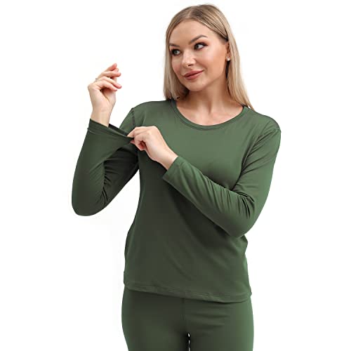 Image of PISIQI Thermal Underwear Women Ultra-Soft Long Johns Set Base Layer Skiing Winter Warm Top & Bottom