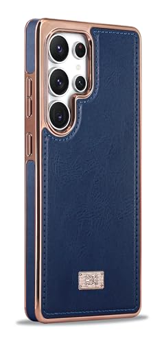 Image of BOUNCEBACK Faux Leather Electroplated Back Case /Cover for Samsung Galaxy S25 Ultra - Midnight Blue