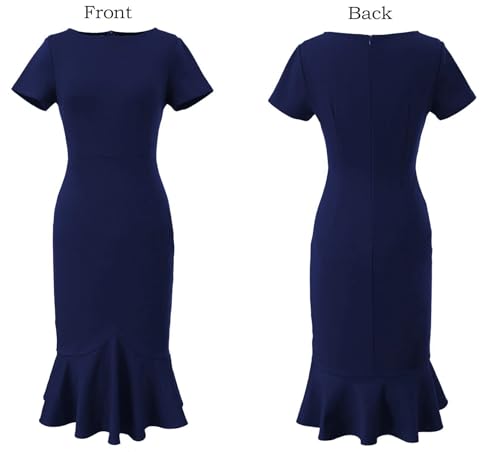 Image of VFSHOW Womens Elegant Vintage Cocktail Party Mermaid Bodycon Midi Mid-Calf Dress