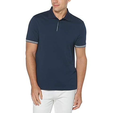 Perry Ellis Men's Icon Polo Shirt With Solid, Breathable, Moisture-Wicking Fabric (Sizes Small-5Xl), Solid Ink Blue, Medium Cover