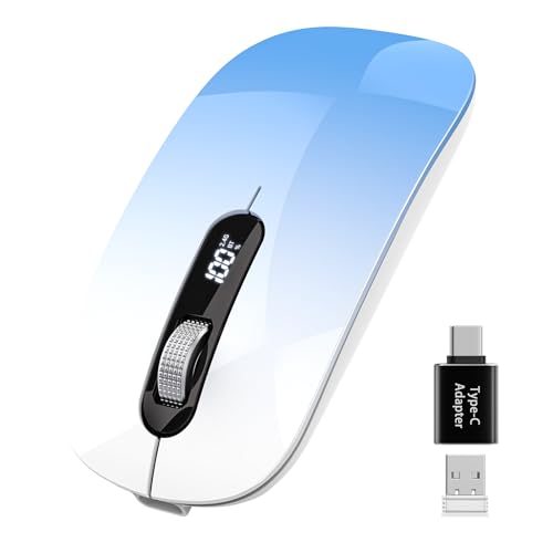 Image of Wireless Bluetooth Mouse, Bluetooth 5.0 /4.0 & 2.4G Tri-Mode, Type-C Rechargeable with LED Screen Display, Ergonomic Silent Click for Laptop /PC /Tablet /MacBook, Multi-Device & Office Use