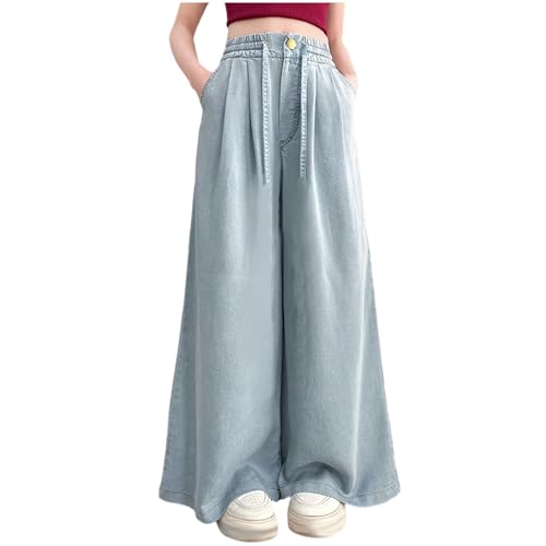 Girls Baggy Jeans Wide Leg Denim Pants High Waisted Boyfriend Jeans Streetwear with Pockets