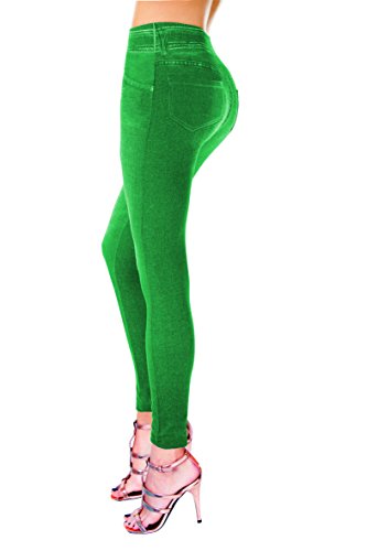 Direct TV Outlet Summer Shaper Jeggings Visto en TV Legging Moldeador sin Costuras Compresión 360º Prenda Anti Celulitis Oculta la Grasa y Moldea Glúteos y Piernas - Color Verde Talla S/M