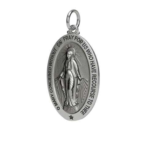 US Jewels Ladies 26mm Antique 925 Sterling Silver Large Virgin