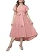 Plus Size Wedding Bridemiad Prom Dress Women Blush Pink Maxi Ruffle Sleeves High Low Long Flowy Dresses with Pockets