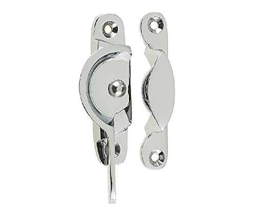 Frelan Jedo Polished Chrome Solid Narrow Style Fitch Sash Window Fastener Lock Latch Turn (6, )