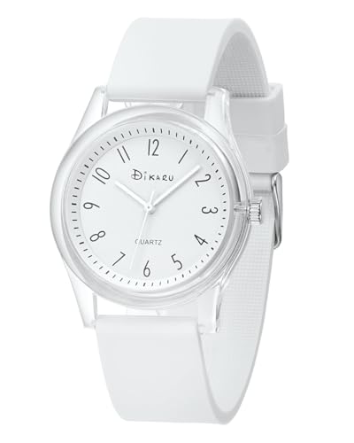 CIVO Simple Montre Femme Silicone: Légère Montres Étanche 3ATM Analogique Blanche - Grand Cadran Facile À Lire Quartz - Idée Cadeau pour Étudiantes à l’école...