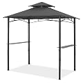 Grill BBQ Gazebo Canopy for Outdoor Grill, 8x5 Outdoor Patio Grilling Gazebo with LED Light for Backyard and Deck by OUTDOOR WIND, Gray