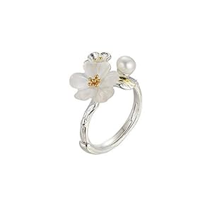 Aligeya.cn Aligeya 925 Silber Damen Ring Set Perle Fünf-Blatt-Kristall Floral Schmuck Frau Aligeya.cn Aligeya 925 Silber Damen Ring Set Perle Fünf-Blatt-Kristall Floral Schmuck Frau