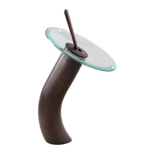 Elite Square Volcanic Pattern Tempered Glass Bathroom Vessel Sink & Oil Rubbed Bronze Waterfall Faucet Combo #TOP4