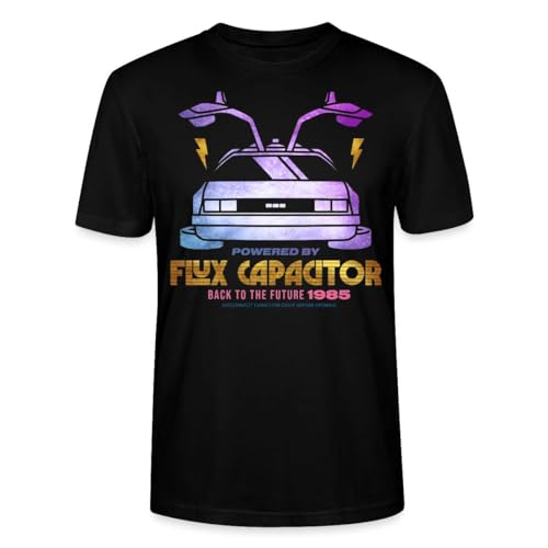 Spreadshirt Back to The Future Powered By Flux Capacitor Stanley/Stella Crafter Unisex Organic T-Shirt, L, Black