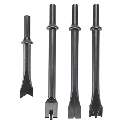 YaeKoo Smoothing Air Hammer Pneumatic Chisels Tools, 10pcs 0.401\'\' (10mm) Shank Heavy Duty Smoothing Pneumatic Air Rivet Hammer Chisels High Carbon Steel Bits with Spring