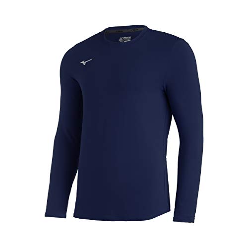 Mizuno Comp Diamond Long sleeve Crew, Navy, Small