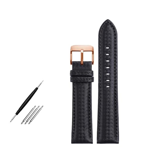 SUNJIA �{�v�u���X���b�g �J�[�{���t�@�C�o�[�O���C���E�H�b�`�o���h 18mm 20mm ���b�h�I�����W�X�e�b�`�E�H�b�`�o���h 21mm 22mm 23mm 24mm �X�g���b�v(Black rose buckle,20mm)