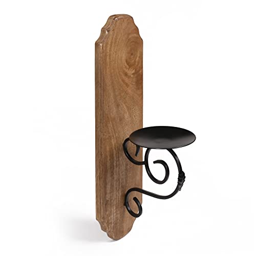 Wallmounted Pillar Candle Sconce,Wall Mount Rustic Candleholders, Wood Candle Holders,Floating Shelves,Hanging Shelf,Farmhouse Wall Décor,Large Wooden Handmade Sconces-15.5X4X6 Natural Set Of 2 #TOP4