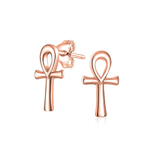 Boucles d'oreilles Croix d'Ankh égyptienne argent sterling 925 petits studs religieux unisexes