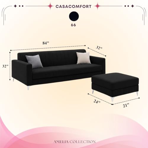 Image of Amelia Rich 5 Seater L Shape Sofa Set with Movable Ottoman | Flexible Layout | Spacious Soft Touch Seating | Modern Sofa for Living Room (Black)