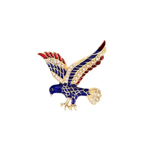 Image of American Flag Brooch Pin for Men Women Rhinestone Crystal Elephant Commemorates Brooch Pin American Independence Day Brooch for Men
