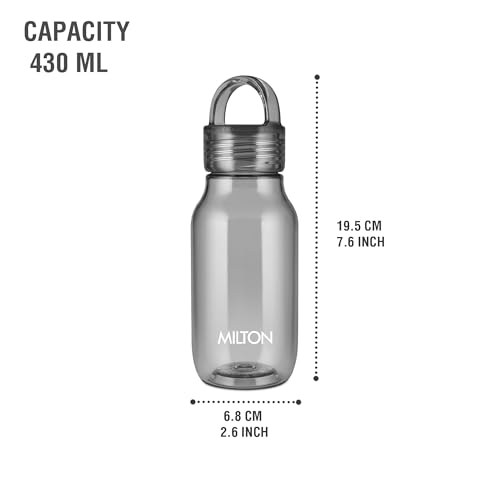 Image of MILTON Fashion 500 Pet water bottle, 430 ml|Tritan Plastic|Leak-Proof, BPA-Free, Sturdy Handle|Reusable Water bottle for fridge|Perfect for Office, Travel, Gym Tumbler Bottle for Men and Women, Black