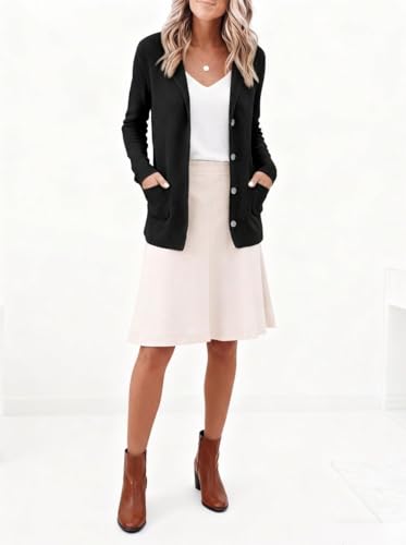Image of IDEALSANXUN Womens Knit Blazer Casual Lightweight Spring Fall Sweater Jackets Cardigan Coat