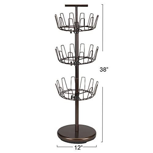 Household Essentials 2138 Three-Tier Adjustable Revolving Shoe Rack | Bronze by Household Essentials - Image 3