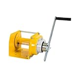 Treuil manuel portable Heavy Du avec câble en acier pour bateau camion remorque – Capacité 1 tonne Jaune Idéal pour soulever et remorquer facilement