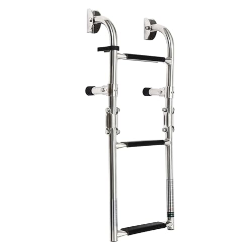 Escalera telescópica plegable para piscina, 3 peldaños, capacidad de carga de 350 libras, para yates, barcos y barcos